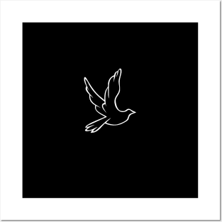 Black and White Flying Bird Art by Lya Qays Posters and Art